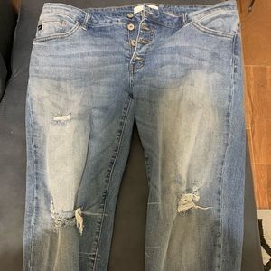 KanCan distressed button fly girlfriend jeans